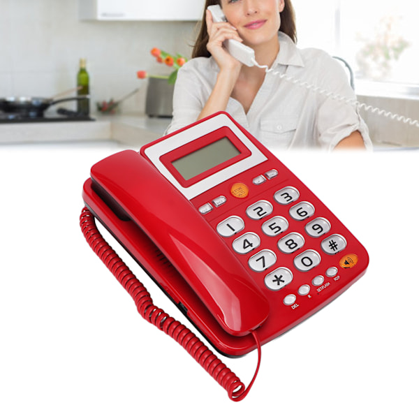 Big button corded phone HD hands-free call LCD brightness adjustment one button dialing wired landline phone red