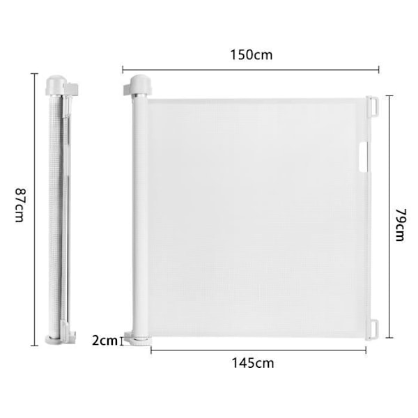 Sammenleggbar sikkerhetsgrind for babyer og hunder - YRHOME - Hvit - 0 til 140 cm