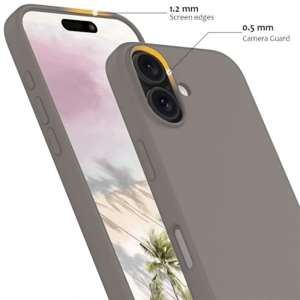 Etui til iPhone 16 Plus, Slim Soft Liquid Silicone Protection Matt Effect Grå