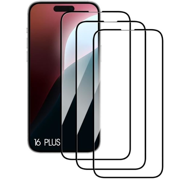 Set of 3 fully tempered glasses for iPhone 16 Plus, 9H Anti-Scratch Protective Glass