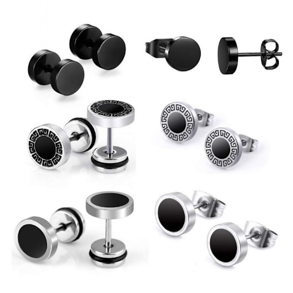 Pairs Black Stainless Steel Earrings For Men Women Small Creole Earrings For Men Cool Goth Punk Earrings Barbell Earrings