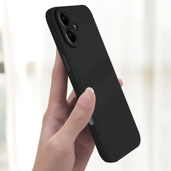 Deksel for iPhone 16 Plus Silikon Matt Finish Soft Touch Svart Black