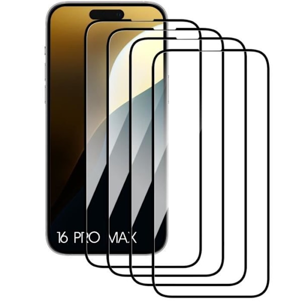 Fully tempered glass for iPhone 16 Pro Max - Pack of 4 black anti-fingerprint glasses