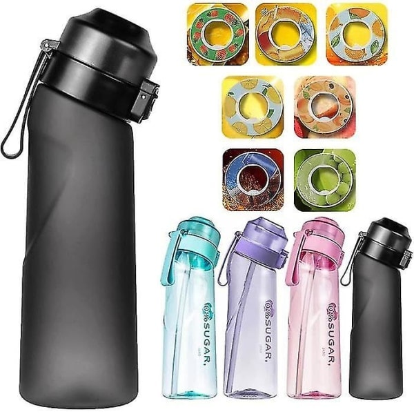 Air-up Gourde Flavor Pods Bottle, Air Gourde Up Bottle 650ml with 7 Flavor Pods, Eau de Parfum Bottle Black