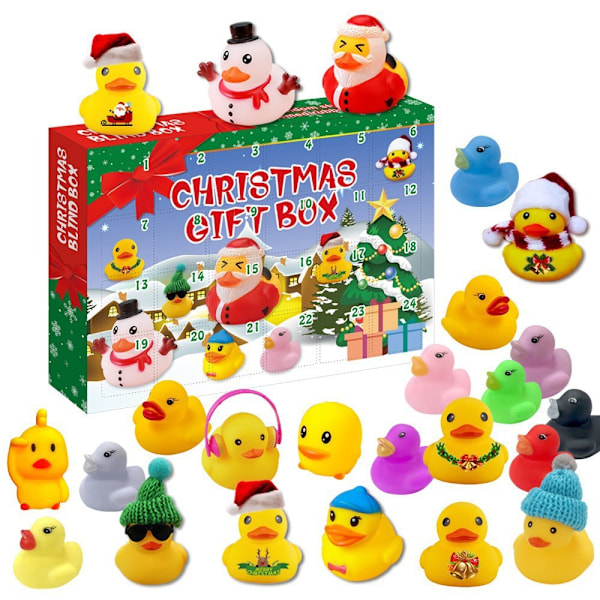 Christmas Rubber Duck Advent Calendar 31 Vinyl Yellow Duck Blind Box Countdown Christmas Gift Suit