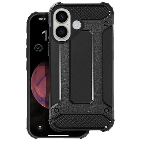 Etui til iPhone 16 Plus Hybrid Forbedrede hjørner Anti-fall 1.8m Svart Black