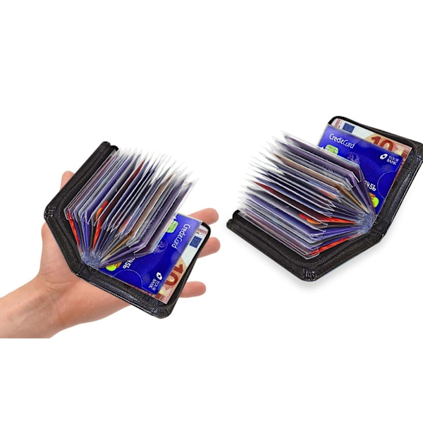 RFID-protected soft compact credit card wallet for up to 36 cards Black