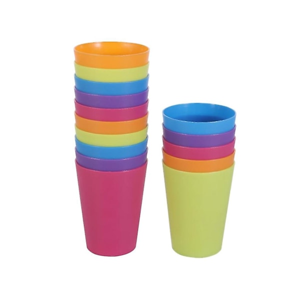 15pcs Colorful Plastic Mugs Drinking Cup for Home Reusable Party Tableware and Party Supplies 101-200ml (Mixed Color)