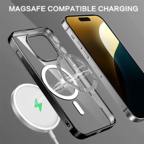 Kotelo iPhone 16 Pro Max - iskunkestävä suoja Musta ääriviiva magneettiympyrällä