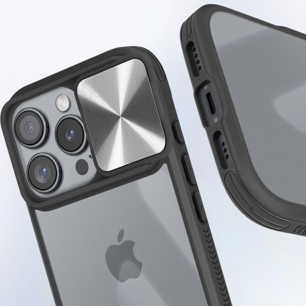 Kotelo iPhone 16 Pro:lle Liukukamerasuojalla QI-yhteensopiva Musta Black