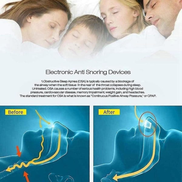 1 i 1 Cpap Anti-snorking Enheter Automatisk Snorking Søvnapné Hjelpemidler Stopper Luftrenser Filter