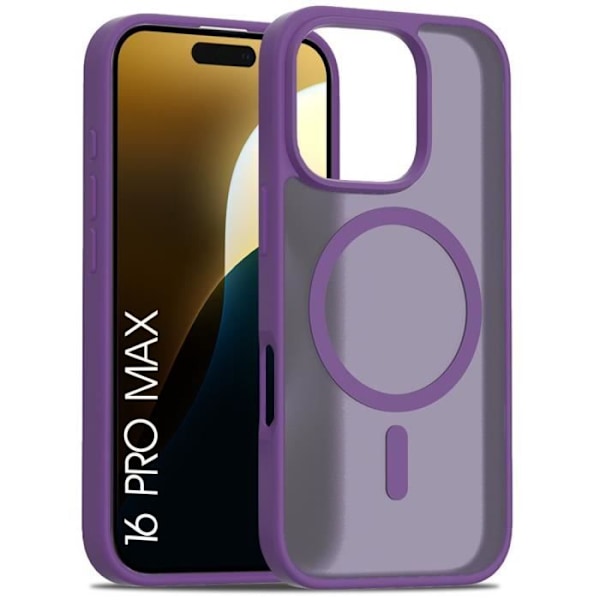 Case with magnetic circle for iPhone 16 Pro Max, anti-fingerprint silicone and PC Hybrid protection dark purple