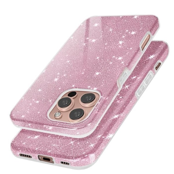 Glitter cover til iPhone 16 Pro Max i pudderrosa silikone og polykarbonat Pink