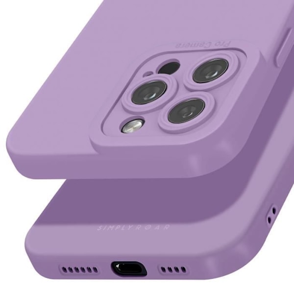 Kotelo iPhone 16 Pro Max - Silikoni Mattamusta Pehmeä Kosketus Kamera Suojattu Roar Purple Purple