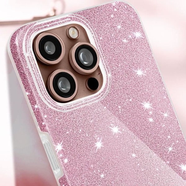 Glitter cover til iPhone 16 Pro Max i pudderrosa silikone og polykarbonat Pink