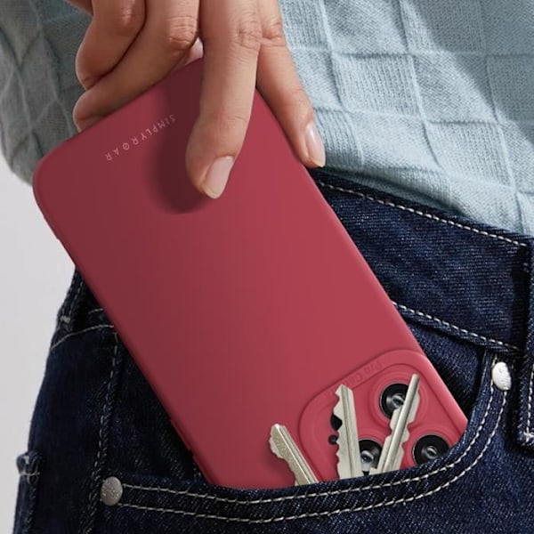 Kotelo iPhone 16 Pro Max - Silikoni Mat Pehmeä Kosketus Suojattu Kamera Roar Burgundy RED