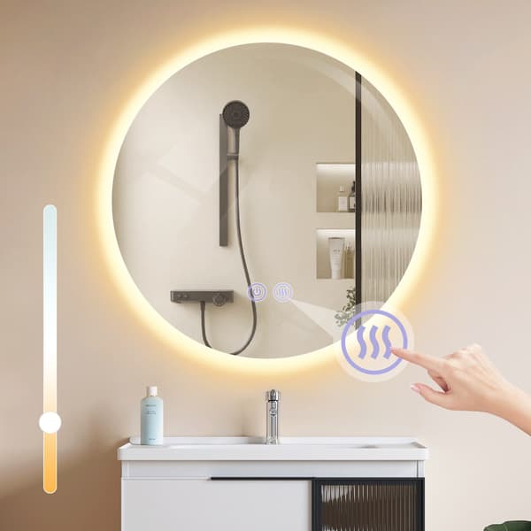 Badrumsspegel med Belysning Rund 50cm Badrumsspegel LED Väggspegel med Touchfunktion