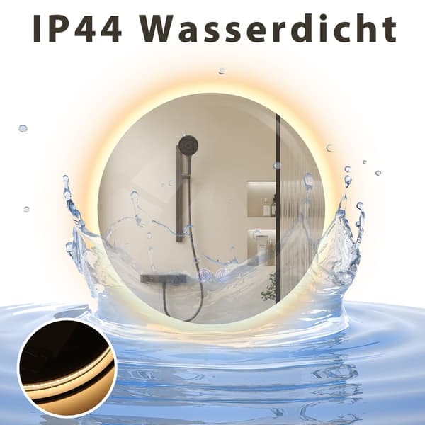 Badrumsspegel med Belysning Rund 50cm Badrumsspegel LED Väggspegel med Touchfunktion