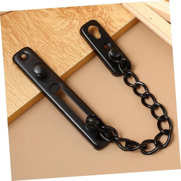 Sikkerhedsdørkæde - Dørkædelås - Ekstra sikkerhed - 304 rustfrit stål - 12,3 x 2,3 cm - Sort