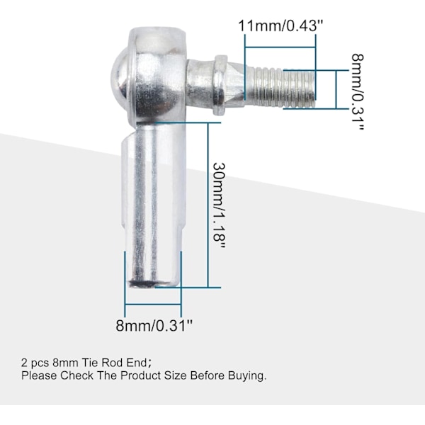 8mm Styrestangsende, erstatning til 50cc 70cc 90cc 110cc 125cc 200cc 250cc ATV