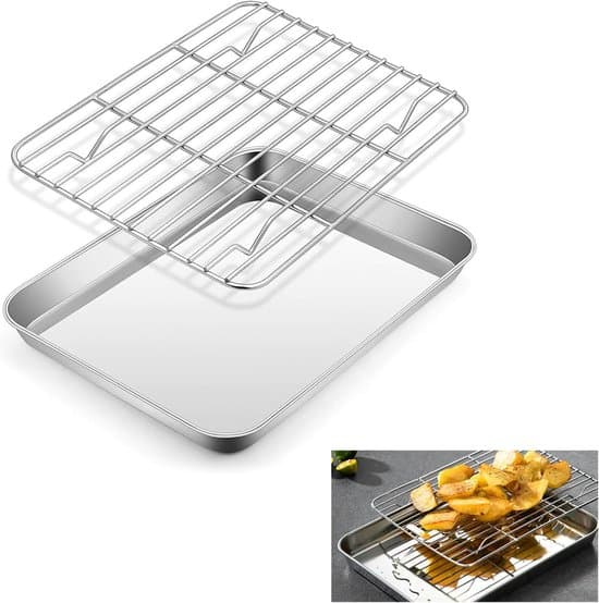 ING Bakebrett med kjølerist 26 x 20,5 x 2,5 cm - Bakeform i rustfritt stål
