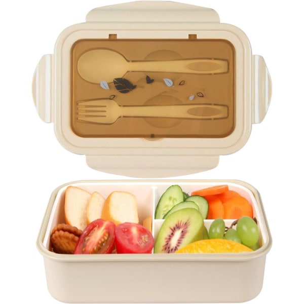 Lunchbox Bento Box, Vuxen Lunchlåda med 3 Fack Lunchlåda Läckagesäker