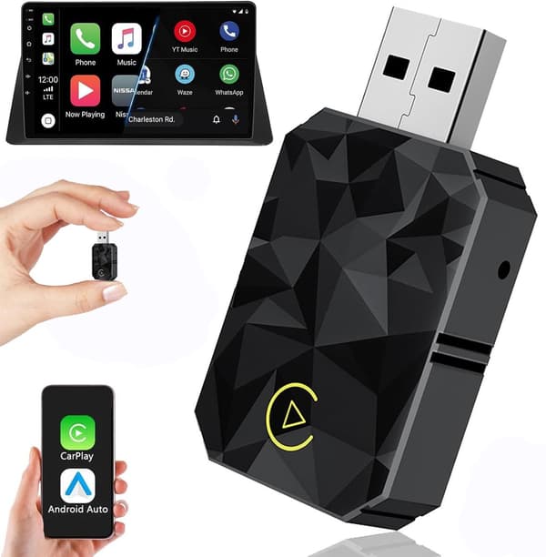 Trådløs CarPlay-adapter, plug and play, kompatibel med iPhone/Android, null forsinkelse.