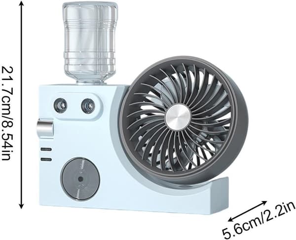 Tåkevifte - Luftsirkulasjon Atomizer - Personlig Kjøling - Dobbelt Dysesystem - 7x23x7 cm - Blå