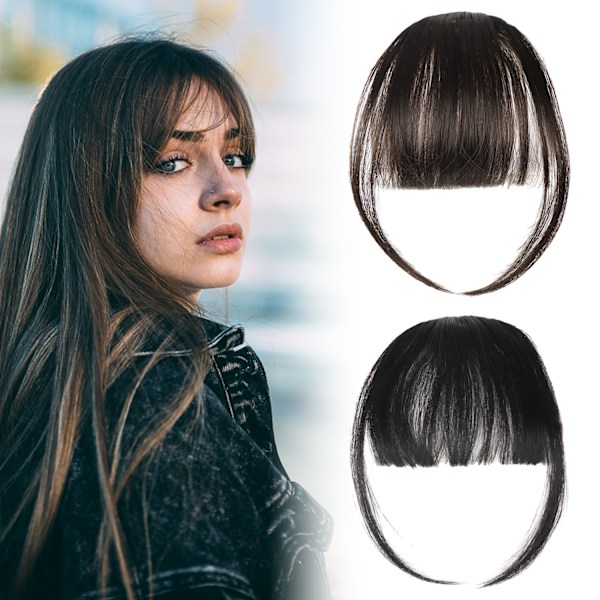 Clip-in pannelugg, Clip-in pannelugg for kvinner Hårforlengelse med tinninger Hårforlengelser, Mote Wispy pannelugg Luftig pannelugg Clip for daglig bruk Y7LHJFP