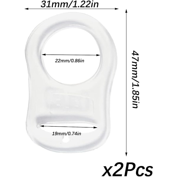 2-pak Silikon Sutteclips Adapter, Silikon Knappering Adapter til Sutteklips, Suttesutteklips til Knapstil Suttesutteklips (Transparent)