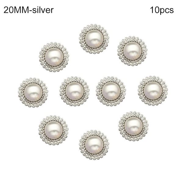 10 stk Perleknapper Klædeknapper SØLV 20MM 10ST sølv sølv silver 20MM10pcs-10pcs