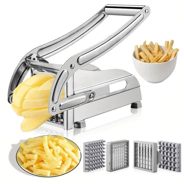 Pommes frites-kutter i rustfritt stål, solid og holdbar, lag dine egne pommes frites og potetgull.