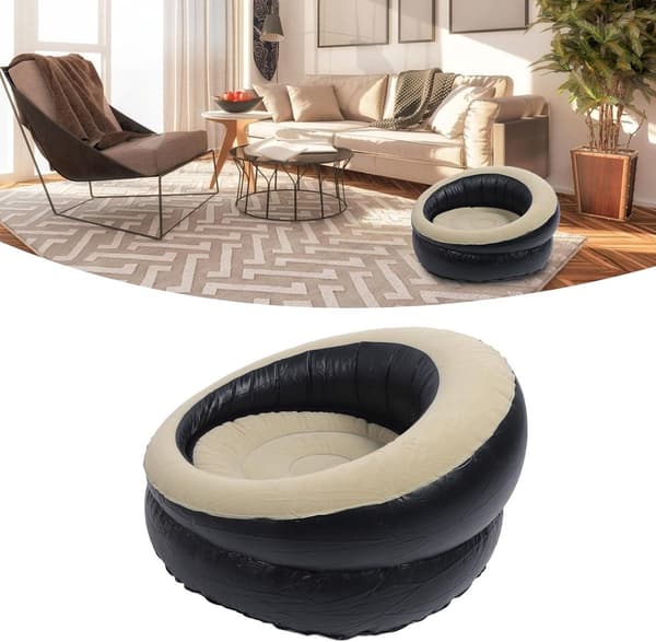Plys oppustelig sofa, bærbar hurtigoplader, perfekt til stue, camping og rejser.