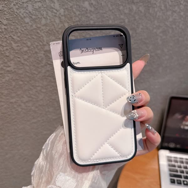 Lämplig för iPhone 17 mobilskal, anti-fall triangel läderfodral