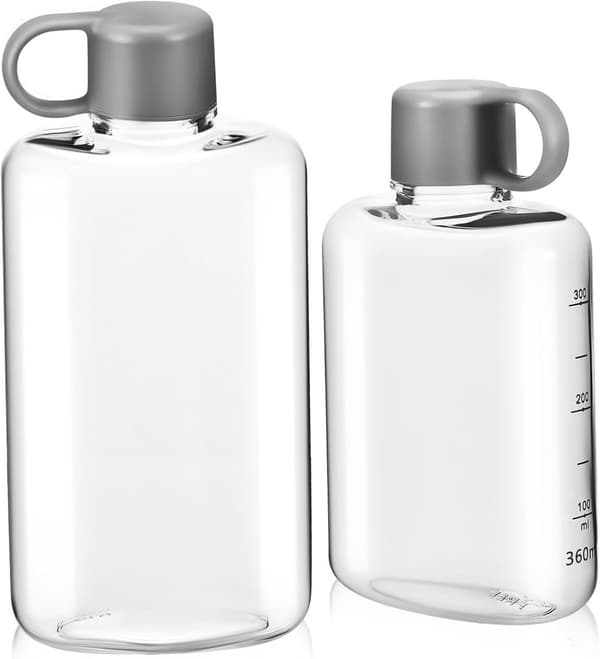 Bärbara platta vattenflaskor (2-pack), Tritan läckagesäkra, lätta för utomhussport.