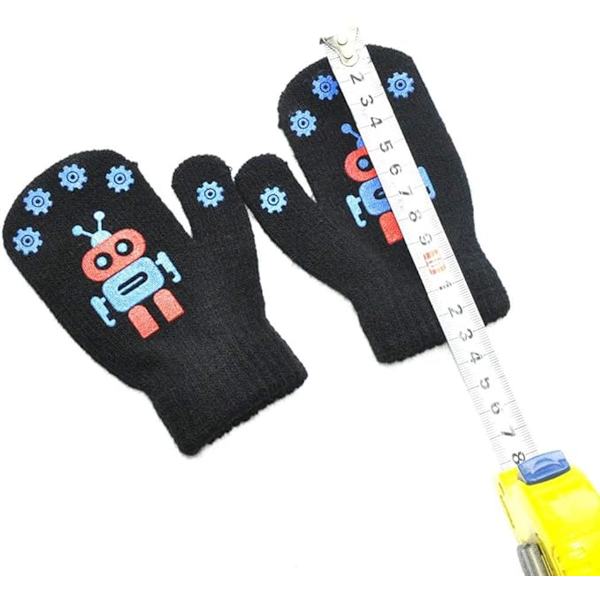 ING 6-pack med varma, söta patchwork vintertryckta stickade robothandskar