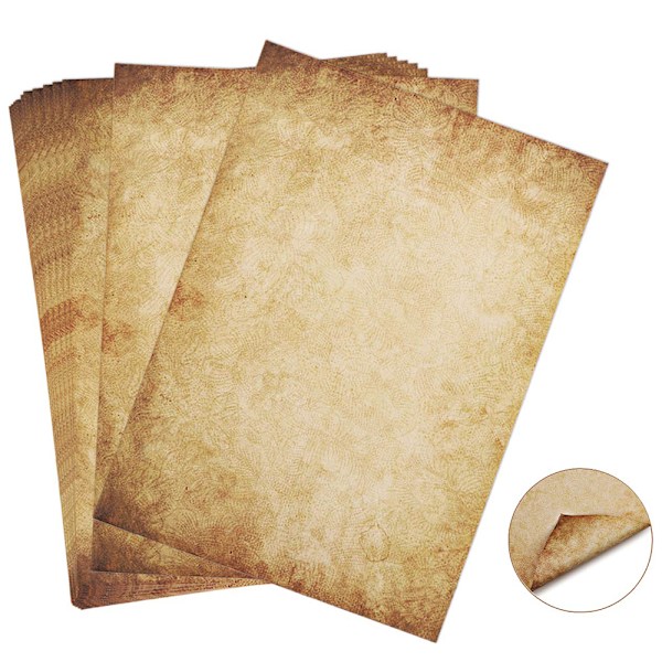 100 ark vintage papir Absofine Old Casanova middelalderlig brevpapir DIN A4 dobbeltsidet 100 g