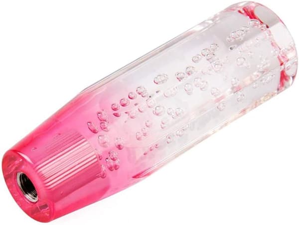Lämplig för universell manuell växelspaksknopp, rosa bubbelkristall + vit 10 cm
