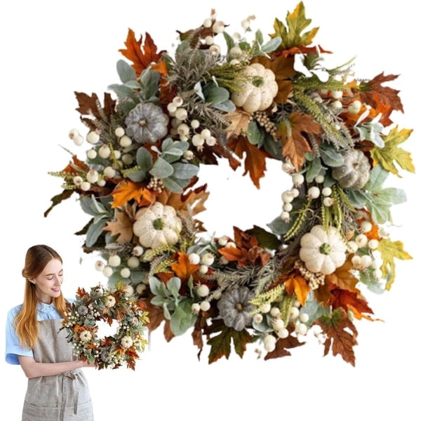 Høstkrans til inngangsdøren - 45 cm/18 tommer - Thanksgiving-krans