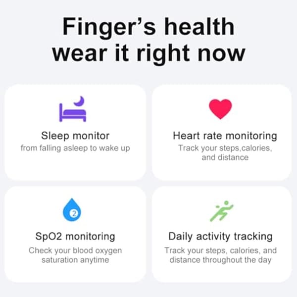 ING Smart Ring Helse Tracker, Bluetooth Fitness Tracker Ring med Søvnmonitor, Skritteller, Video Scrolling, Kamera Fjernkontroll, IP68 Vanntett