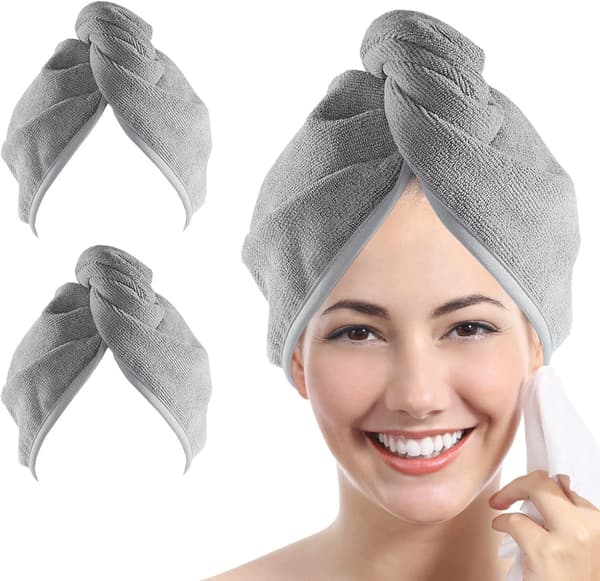 Hårhandduksset i mikrofiber för kvinnor (2-pack) - Superabsorberande, snabbtorkande