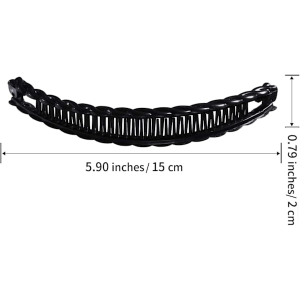 En svart og en brun lang bananklemme hårklemme, dobbelpakke 15 cm hårtilbehør