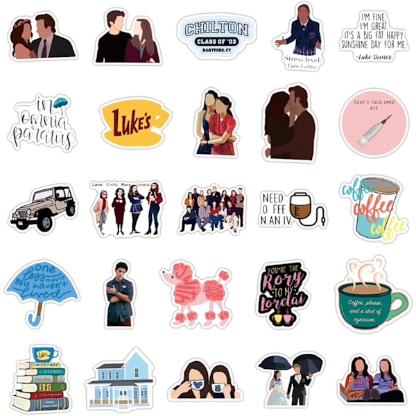 Tarrat 50-pack Tarrat Hauskat Tavarat Posteritarra Kannettaville Tietokoneille Tietokoneille US TV-sarja Gilmore Girls Tarrat (Gilmore Girls)