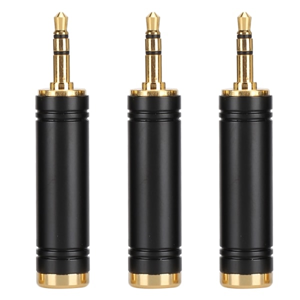 3PCS Stereo Metal Audio Adapter 3.5mm Male to 6.5mm Female for Mobile Phone PCBlack