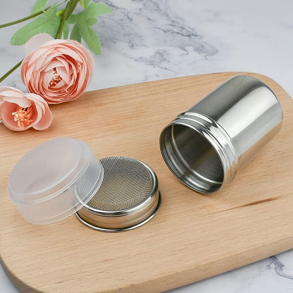 ING 2-delad kakaopulver shaker kopp - fin sil shaker kopp - 5,5 x 8,2 cm