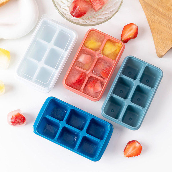 Silicone ice cube mold with lid, set of 4, odorless