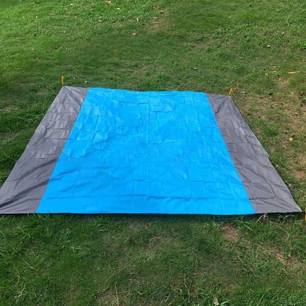 Strandmåtte - campingmåtte til græsplænen - picnictæppe til stranden - 200 x 210 cm (blå)