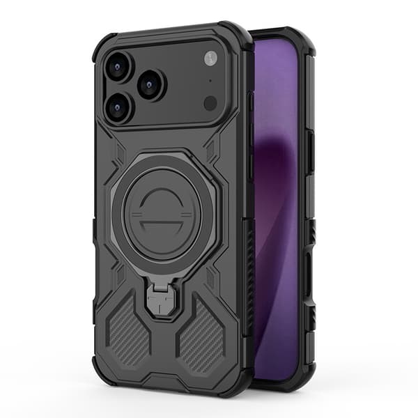 iPhone 17 Pro Max telefoncover med 360° stander, sort