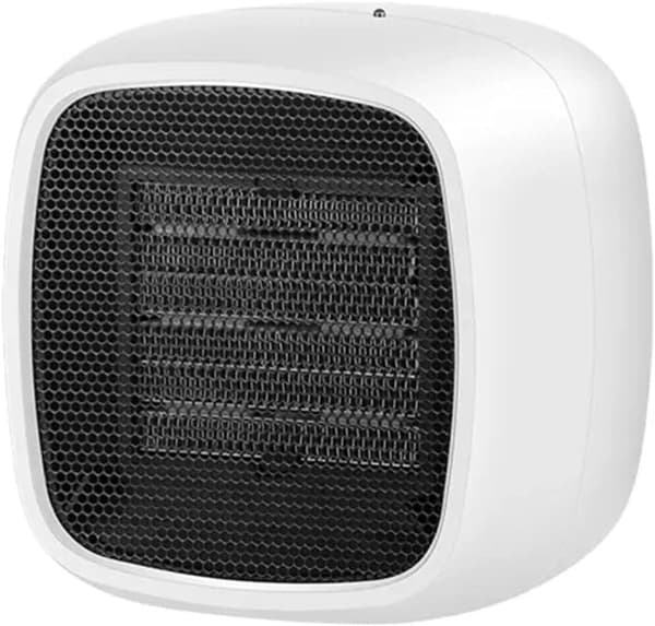 Mini skrivebordsovn, 450-800W, to strøminnstillinger, overopphetings- og veltesikring, hvit.