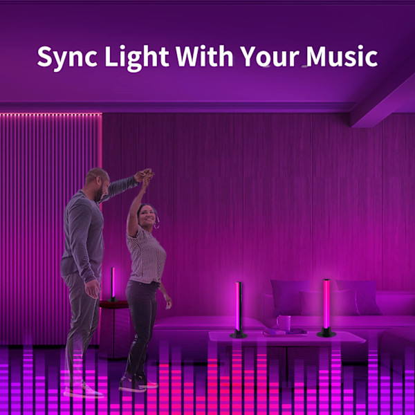 Smart LED Lysstripe, RGB Gaming Lampe Belysning Synkroniser med Musikk og APP Kontroll LED Lysstripe TV Bakgrunnsbelysning Ambient Lys for Gaming